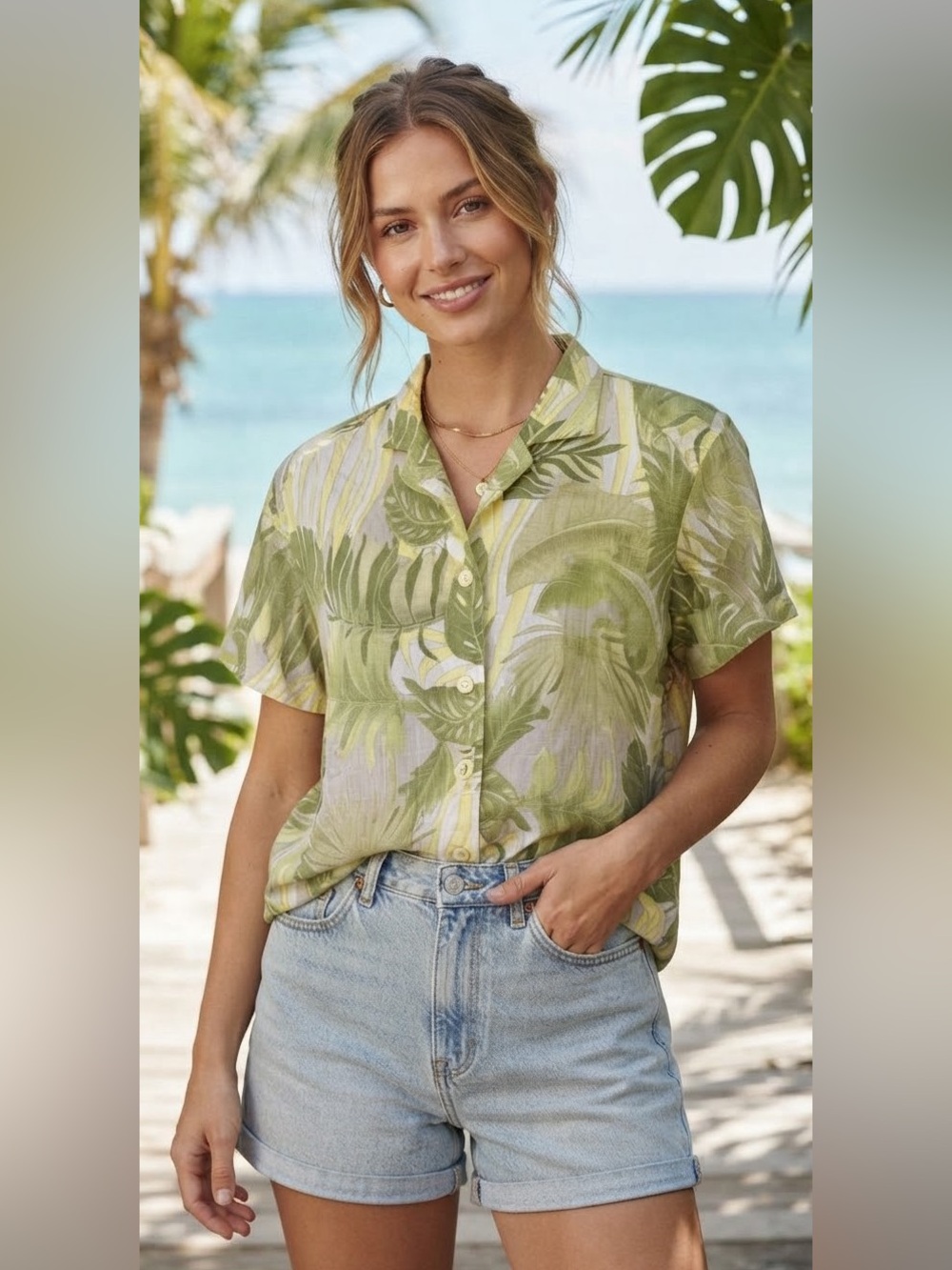 NWT Vintage Mango Tango Hawaiian Blouse Sz L Macy's Jane Aquino 90s Mandarin